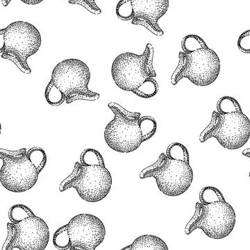 Seamless pattern Milk jug hand drawing sketch vintage style Stock Illustration