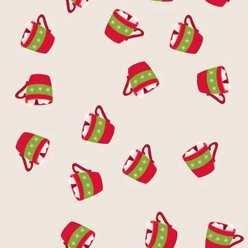 Seamless pattern milk marshmallow cup cartoon vector 스톡 일러스트