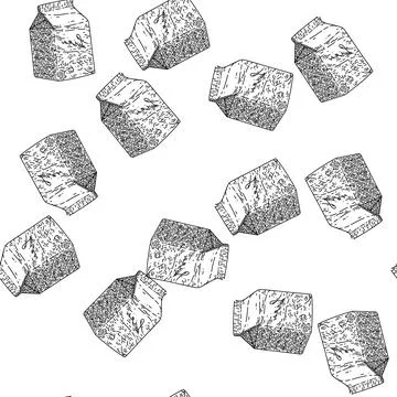Seamless pattern milk pack sketch hand drawn Stock Illustration