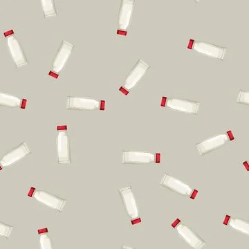 Seamless pattern milk yogurt package cartoon vector Stock Illustration