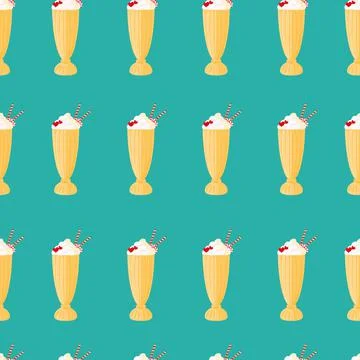 Seamless pattern milkshake. Milkshake vector illustration, design element. Ve Stock Illustration