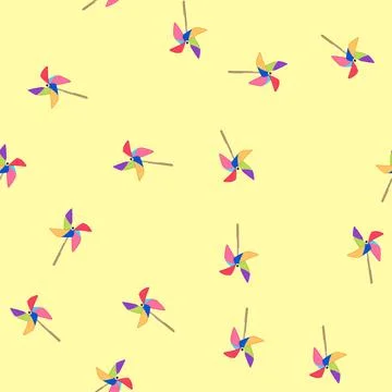 Seamless pattern mill pinwheel toy cartoon vector Stock Illustration