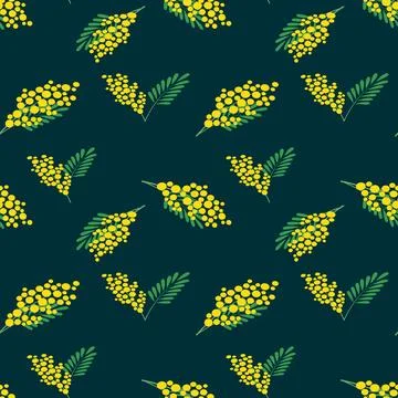 Seamless pattern with mimosa blossoms. Spring design for wallpaper, fabric,.. Stock Illustration