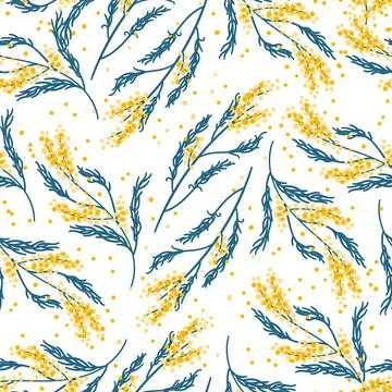 Seamless pattern with mimosa Stock Illustration