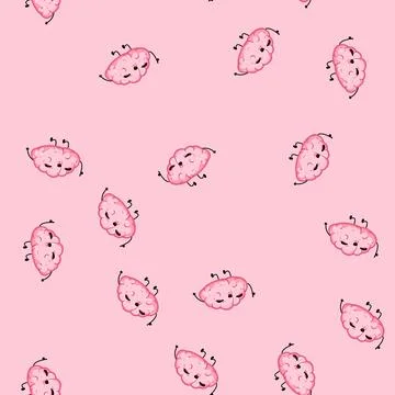 Seamless pattern mind brain character cartoon vector Illustrazione stock