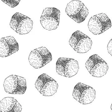 Seamless pattern mini marshmallow candy sketch hand drawn Stock Illustration
