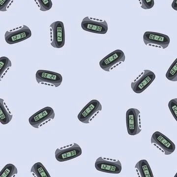 Seamless pattern mini travel alarm clock cartoon vector Stock Illustration