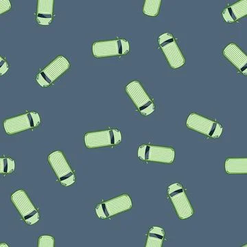 Seamless pattern miniature car top view cartoon vector Stock Illustration
