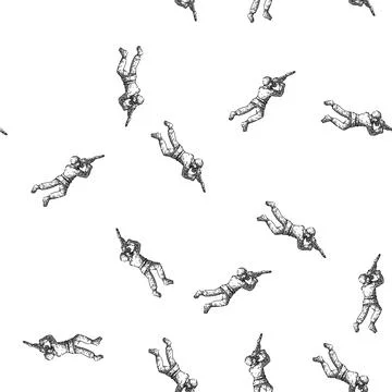 Seamless pattern miniature toy soldier sketch hand drawn Stock Illustration