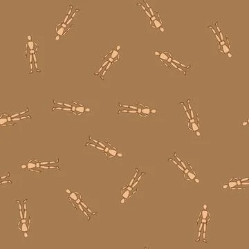 Seamless pattern miniature wood man model cartoon vector Illustrazione stock