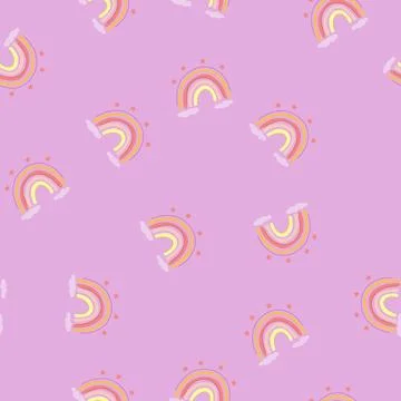 Seamless pattern minimalist baby boho rainbow cartoon vector イラスト素材