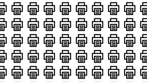 Seamless Pattern of Minimalist Black Printer Icons on White Background for .. Illustrazione stock