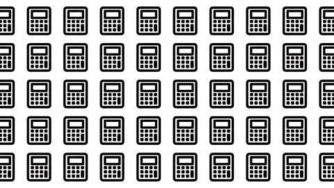 Seamless Pattern of Minimalist Calculator Icons on White Background for Fin.. Stock Illustration