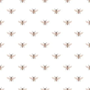 Seamless pattern of minimalist flying insect bugs Stock Illustration