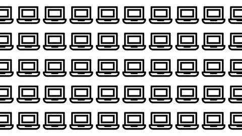 Seamless pattern of minimalist laptop computer line icons on white backgrou.. Stock Illustration