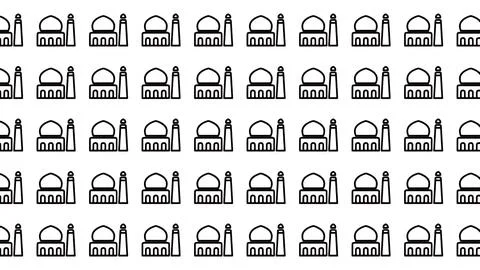Seamless Pattern of Minimalist Mosque Icons with Dome and Minaret for Islam.. イラスト素材