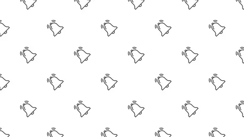 Seamless pattern of minimalist ringing bell icons Stock Footage 327555153