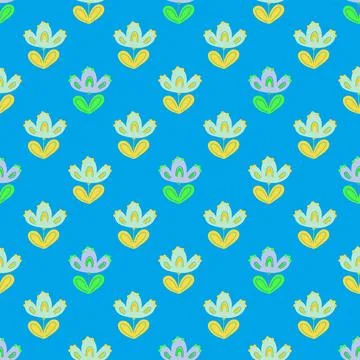 Seamless pattern in minimalist style. Bright colors creating dopamine mood. Stock Illustration