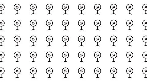 Seamless pattern of minimalist vanity mirror line icons on a clean white ba.. Stock Illustration