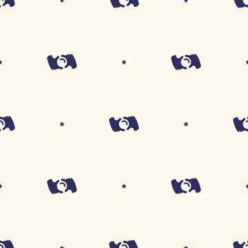 Seamless pattern minimalistic background with stylized photo camera, vector i Stock Illustration