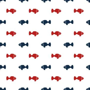 Seamless pattern with minimalistic fishes. Stock Illustration