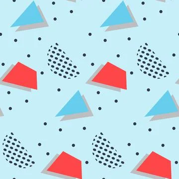 Seamless pattern in minimalistic geometric style. Red, blue and black colors Stock Illustration