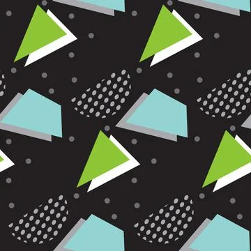 Seamless pattern in minimalistic geometric style. Green, blue and black colors.  Stock Illustration