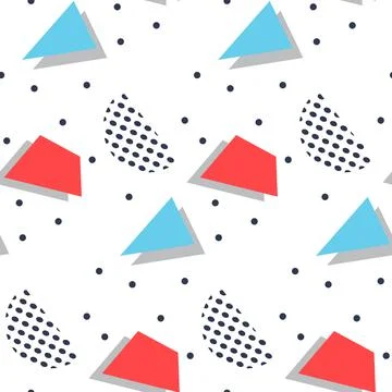 Seamless pattern in minimalistic geometric style. Green, red and black colors Stock Illustration