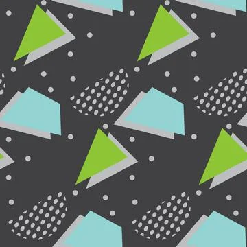 Seamless pattern in minimalistic geometric style. Green, blue and black colors Stock Illustration