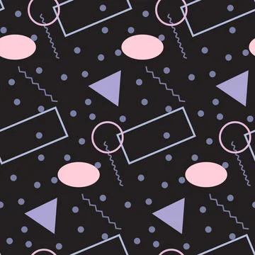 Seamless pattern in minimalistic geometric style. Pink, purple, grey and black Stock Illustration