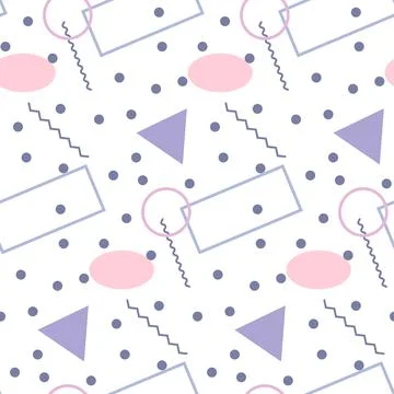 Seamless pattern in minimalistic geometric style. Pink, purple, grey and white Stock Illustration