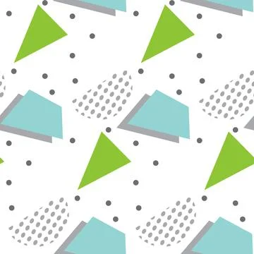 Seamless pattern in minimalistic geometric style. Blue, green, grey and white Stock Illustration