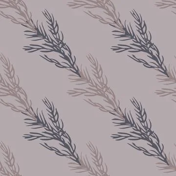 Seamless pattern in minimalistic style with rosemary branch simple shapes. Pa Stock Illustration