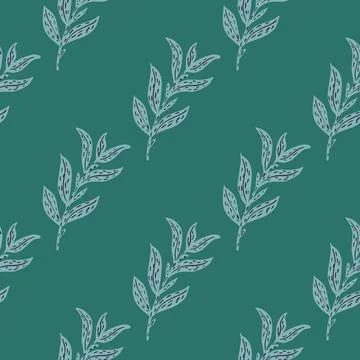 Seamless pattern in minimalistic style with simple folage leaf branches ornam Illustrazione stock