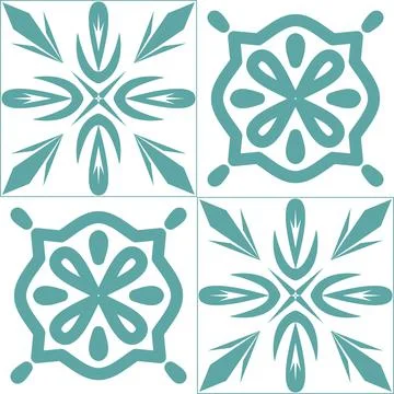 Seamless pattern mint blue pastel, repeating motif tile mosaic design pottery Stock Illustration