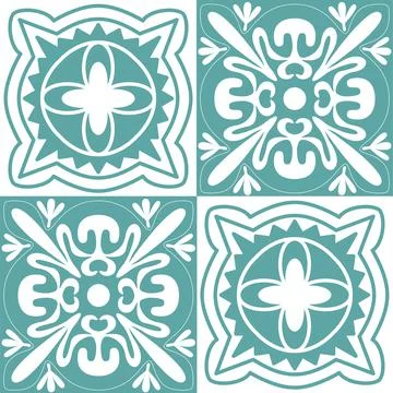 Seamless pattern mint blue pastel, repeating motif tile mosaic design pottery Illustrazione stock