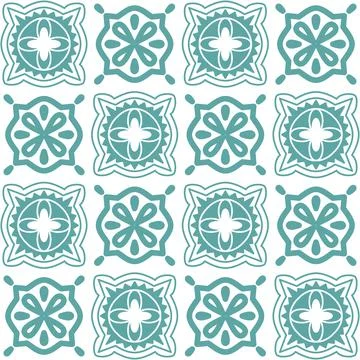 Seamless pattern mint blue pastel, repeating motif tile mosaic design pottery 스톡 일러스트