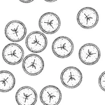 Seamless pattern minute clock sketch hand drawn Stock Illustration