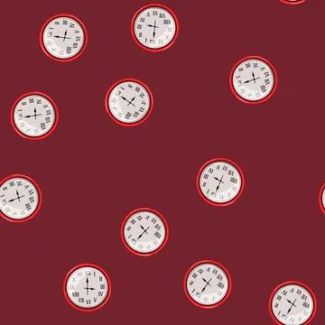 Seamless pattern minute wall clock cartoon vector 스톡 일러스트