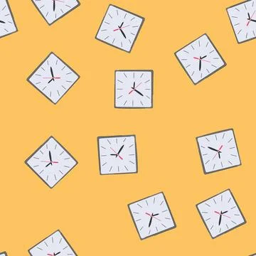 Seamless pattern minute wall clock cartoon vector Illustrazione stock