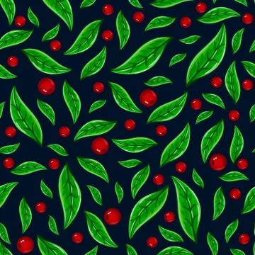Seamless pattern with mistletoe Stock Illustration