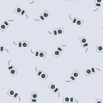 Seamless pattern mobile fingerprint scanner cartoon vector Stock Illustration