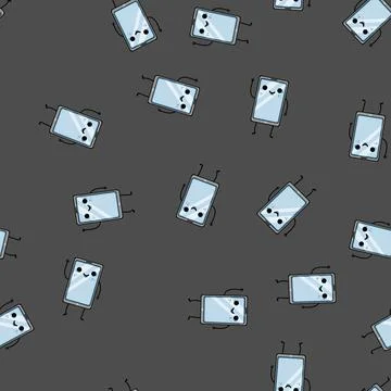 Seamless pattern mobile phone character cartoon vector Stock Illustration