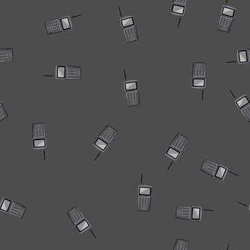 Seamless pattern mobile radio transceiver cartoon vector Stock Illustration