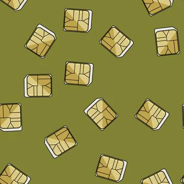 Seamless pattern mobile sim card cartoon vector Stock Illustration