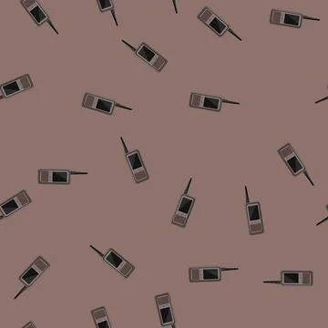 Seamless pattern mobile walkie talkie cartoon vector Stock Illustration