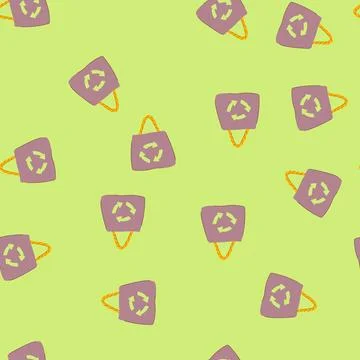 Seamless pattern mockup eco friendly shopping bag cartoon vector Illustrazione stock