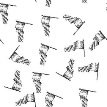 Seamless pattern mockup flag waving sketch hand drawn Stock Illustration