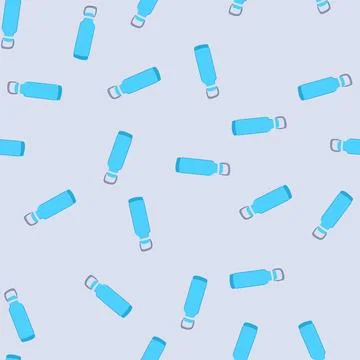 Seamless pattern mockup reusable water bottle cartoon vector Stock Illustration