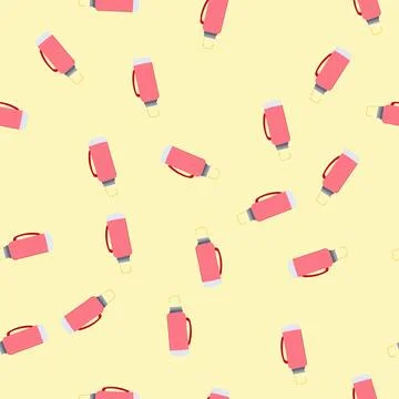 Seamless pattern mockup thermos bottle cartoon vector Stock Illustration